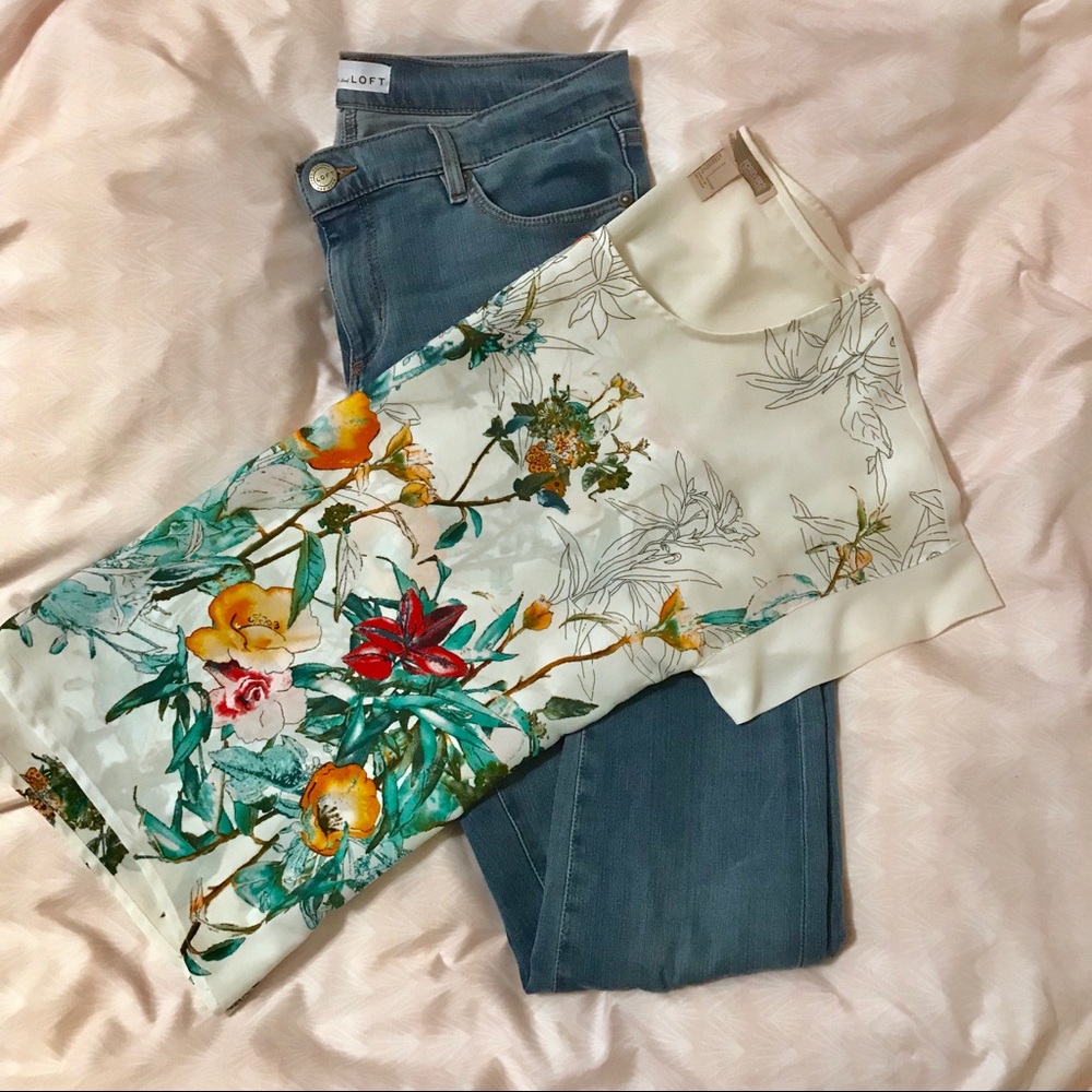 Forever 21 | floral tropical white blouse 🌿🌸🌺